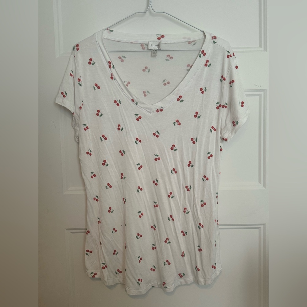 cherries white t-shirt